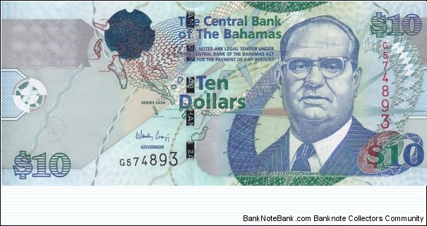 Bahamas PNew (10 dollars 2009) Banknote