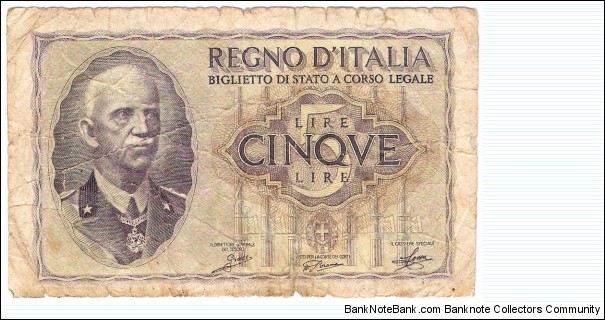 5 Lire(1940) Banknote