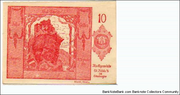 *NOTGELD*__10 Heller__31.12.1920__St. Nikola in Strudengau Banknote
