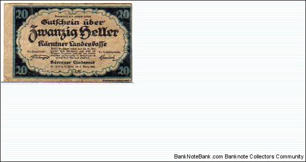 *NOTGELD*__20 Heller__01.03.1920__Wien 	 Banknote