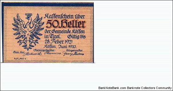 *NOTGELD*__50 heller__pk# NL__28.02.1921 Banknote