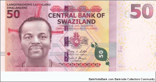 Swaziland PNew (50 emalangeni 6/9-2010) Banknote
