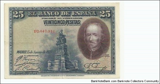 Spain Banknotes 25 Pesetas 1928 Banknote