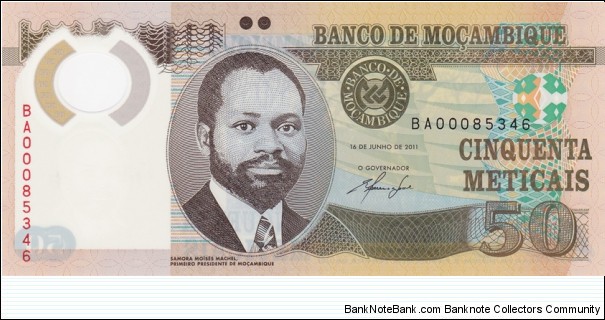 Mozambique PNew (50 meticais 16/6-2011) (Polymer) Banknote