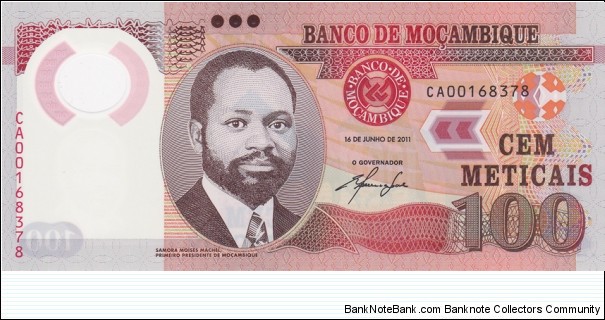 Mozambique PNew (100 meticais 16/6-2011) (Polymer) Banknote
