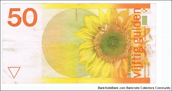 1982 NETHERLANDS 50 GULDEN
Netherlands 50 Gulden 1982

Sunflowers; Bee; Map of the Nederlands. Banknote