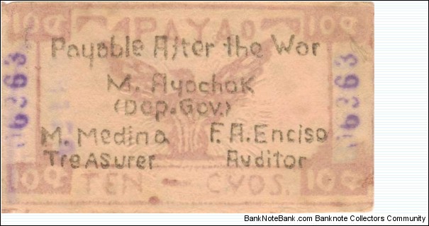 P-103a Apayao Philippines lavender 10 centavos note, 4-9 Banknote