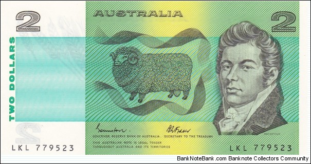 Australia P43e (2 dollars 1985) Banknote