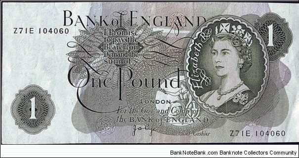 England N.D. 1 Pound.

Cut off-centre error. Banknote