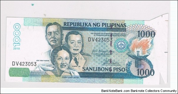 PHILIPPINES 2010 1000-PESOS CUT ERROR - 