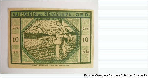 AUSTRIA NOTGELD 10 HELLER Banknote