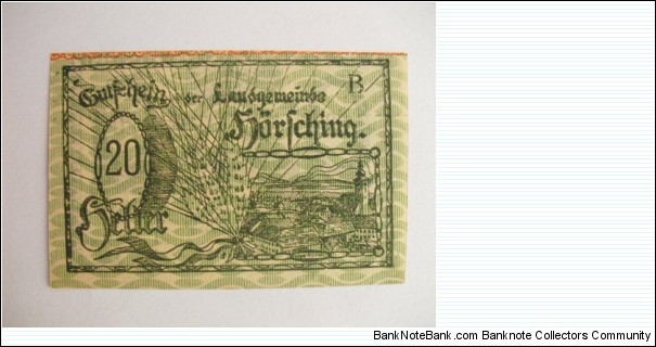 AUSTRIAN NOTGELD 20 HELLER Banknote