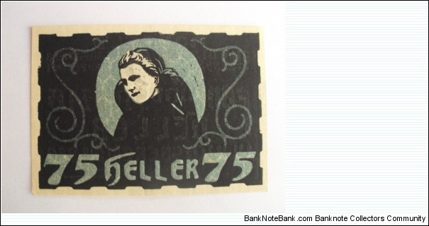 Austrian notgeld. Year: 1920. Value: 75 heller.  Banknote