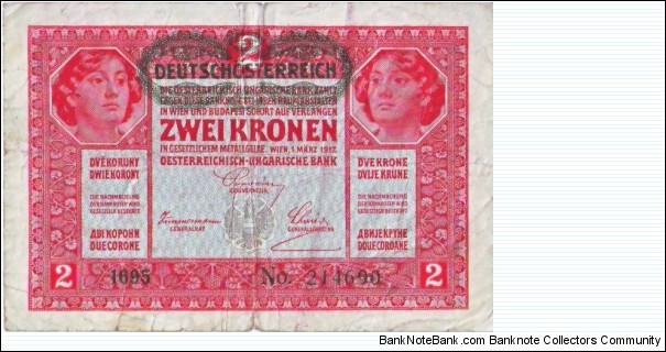 Austro-Hungarian Empire 2 Kronen Banknote