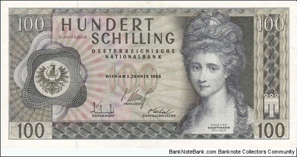 Austria P146a (100 schilling 2/1-1969 (1981)) Banknote
