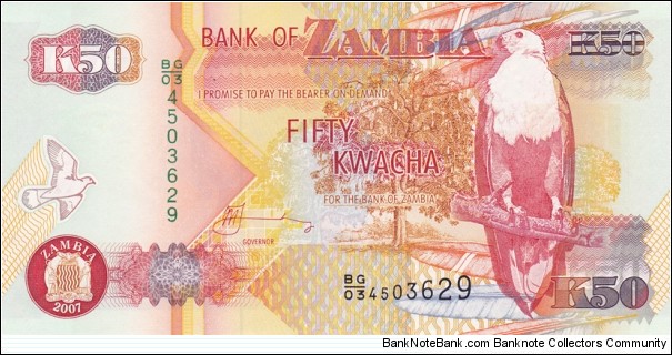 Zambia P37f (50 kwacha 2007) Banknote