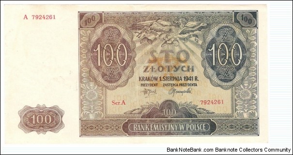 100 Zloty(Nazi Occupation-second issue) Banknote