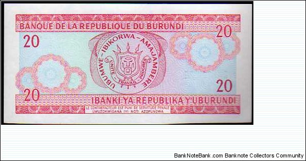 Banknote from Burundi year 1995