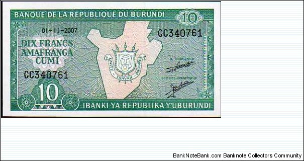 10 Francs / Amafranga__pk# 33 e__01.11.2007 Banknote