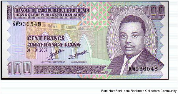 100 Francs / Amafranga__pk# 37 f__01.10.2007 Banknote
