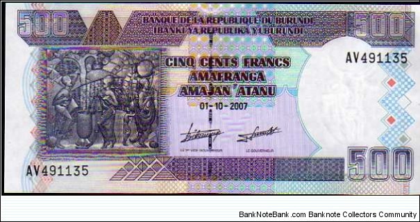 500 Francs / Amafranga__pk# 38 d__01.10.2007 Banknote