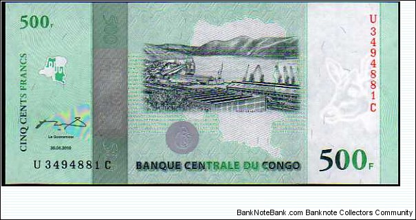 *DEMOCRATIC REPUBLIC*__500 Francs__pk# New__30.06.2010__50th Anniversary of Independence (1960-2010) Banknote