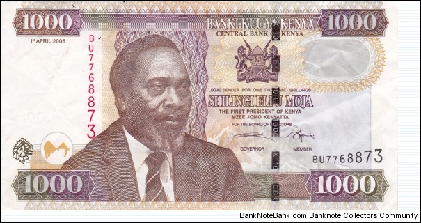 Kenya P45e (1000 shillings 1/4-2006) Banknote