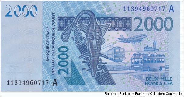 West African States (Cote d'Ivoire) P116Aa (2000 francs 2003) Banknote