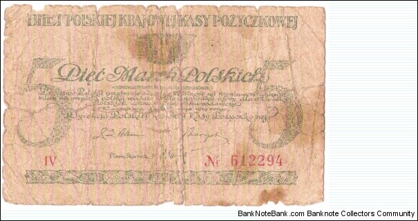 5 Marek(1919) Banknote