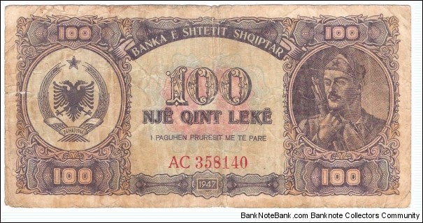 100 Leke(1947) Banknote