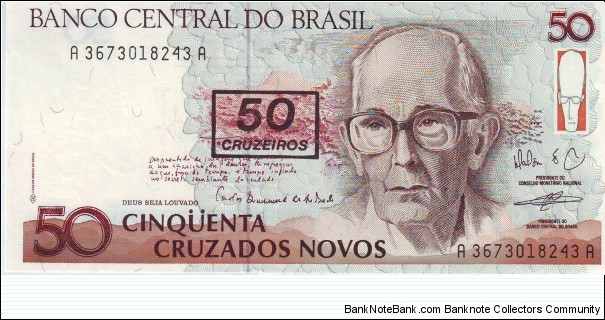  50 Cruzeiros on 50 Cruzados Banknote