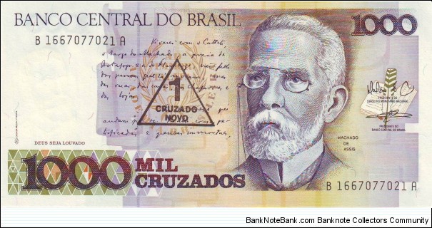  1 Cruzado on 1000 Cruzados Banknote