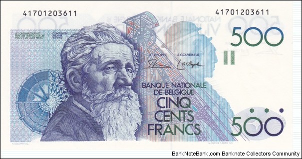 Belgium P143 (500 francs ND 1982-98) Banknote