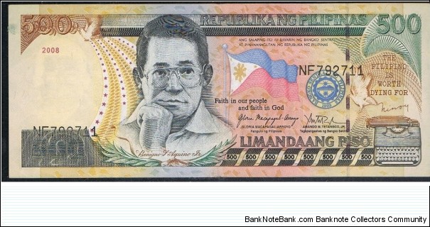 500 Pesos Philippine Banknote Error
500 pesos Misaligned Print of the Serial Number Banknote