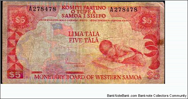 *WESTERN SAMOA*__5 Tālā__pk# 21 Banknote