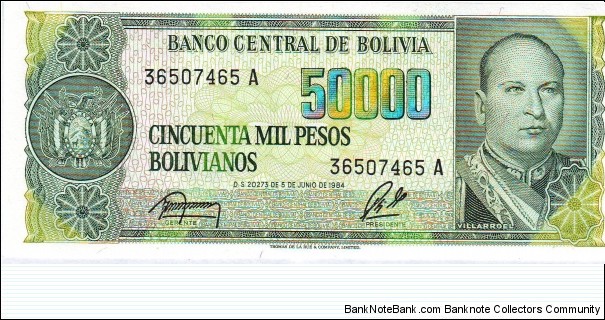  50,000 Bolivianos Banknote