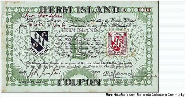 Herm 1957 1 Pound. Banknote