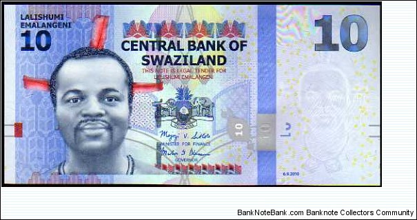 10 Emalangeni__
pk# 36__
(2011) Banknote