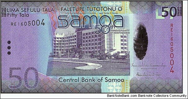 Western Samoa N.D. (2012) 50 Tala.

50 Years of Independence. Banknote