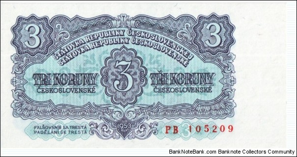 Czechoslovakia 3 Koruny Banknote