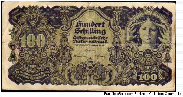 100 Shilling__
pk# 118__
29.05.1945 Banknote