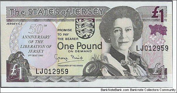 Jersey 1995 1 Pound.

50th. Anniversary of the Liberation of Jersey.

One of the few British Commonwealth banknotes to depict another British Commonwealth banknote. Banknote