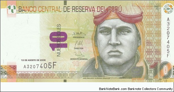 Peru P182 (10 nuevos soles 13/8-2009) Banknote