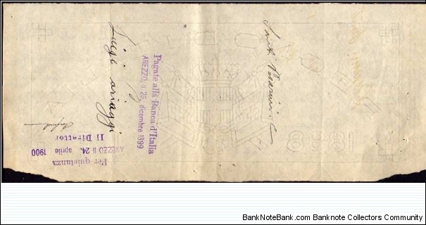 Banknote from Italy year 1899