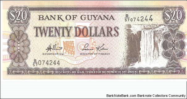 P30d - 20 Dollars
Sign 13
GOVERNOR(ag) - Lawrence Williams and MINISTER of FINANCE - Saisnarine Kowlessar Banknote