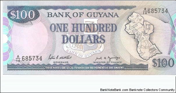 P28a - 100 Dollars
Sign 7
GOVERNOR - Patrick E. Matthews and MINISTER of FINANCE - Carl B. Greenidge Banknote