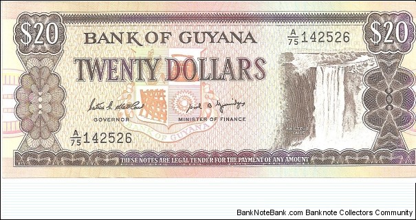 P27a - 20 Dollars
Sign 7
GOVERNOR - Patrick E. Matthews and MINISTER of FINANCE - Carl B. Greenidge Banknote