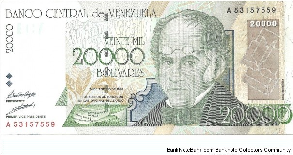 P82a - 20,000 Bolivares - 24.08.1998 Banknote