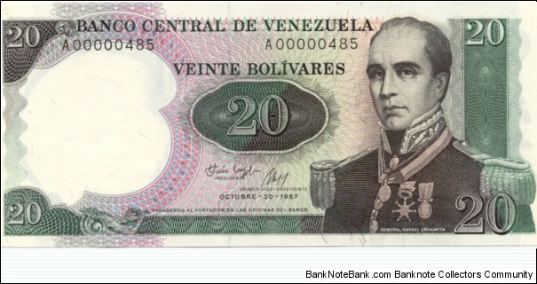 P71a - 20 Bolivares - 20.10.1987 Banknote