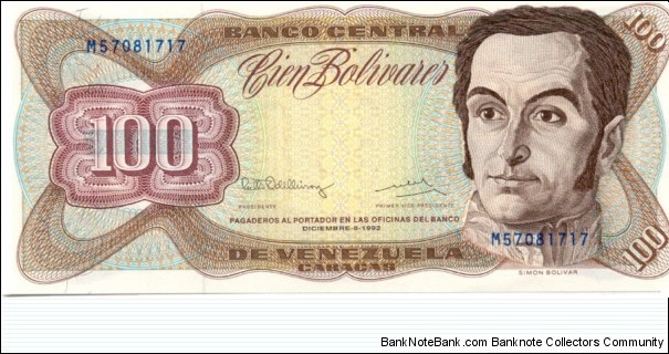 P66e - 100 Bolivares - 08.12.1992 Banknote